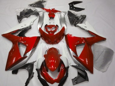 Rojo Brillante & Blanco 09-16 GSXR 1000 Carenado Moto