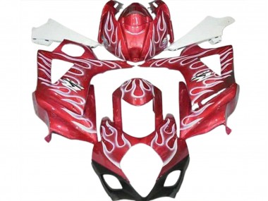 Rojo Brillante & Blanco Llama 07-08 GSXR 1000 Carenado Moto