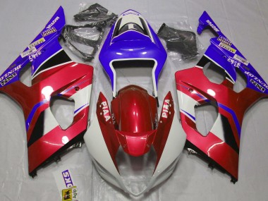 Rojo Caramelo Brillante & Azul 03-04 GSXR 1000 Carenado Moto