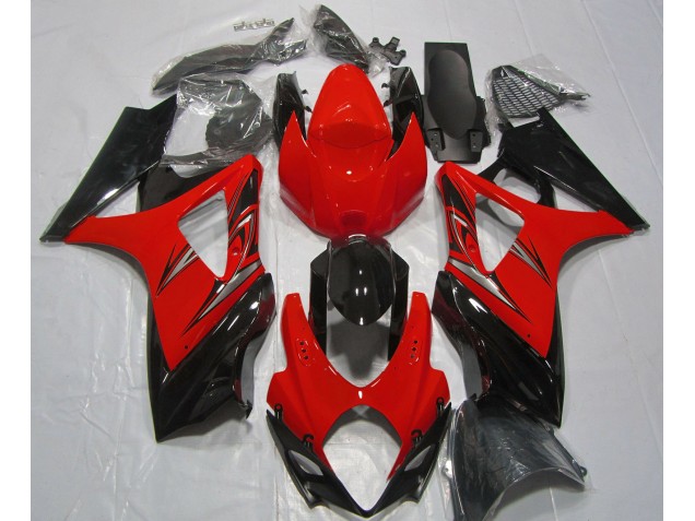 Rojo Lava & Negro 07-08 GSXR 1000 Carenado Moto