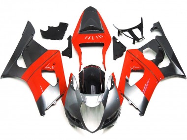 Rojo Liso & Plateado 03-04 GSXR 1000 Carenado Moto