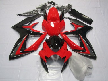 Rojo Negro & Gris 06-07 GSXR 600-750 Carenado Moto