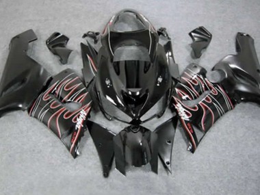Rojo Negro Llama 05-06 ZX6R Carenado Moto