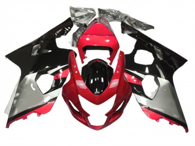 Rojo Plata & Negro 04-05 GSXR 600-750 Carenado Moto
