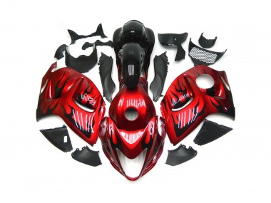 Rojo Vibrante Con Negro Llama 08-20 GSXR 1300 Carenado Moto