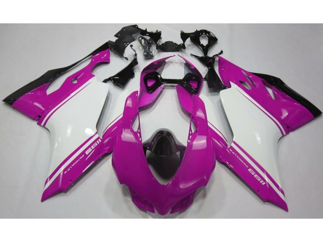 Rosa Brillo Blanco & Negro 11-14 Ducati 1199 Carenado Moto Rosa Brillo Blanco & Negro 11-14 Ducati 1199 Carenado Moto