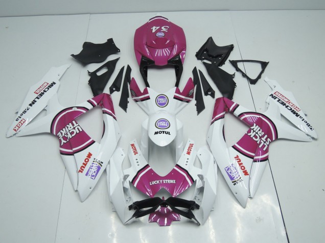 Rosa Lucky Strike 08-10 GSXR 600-750 Carenado Moto Rosa Lucky Strike 08-10 GSXR 600-750 Carenado Moto