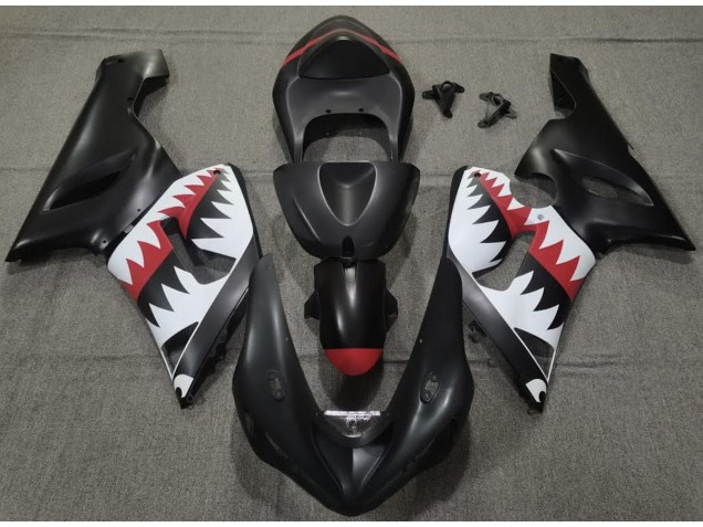 Tiburón Negro Mate 05-06 ZX6R Carenado Moto Tiburón Negro Mate 05-06 ZX6R Carenado Moto