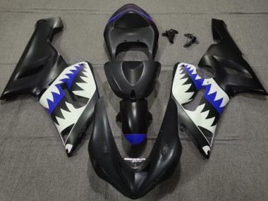 Tiburón Negro Mate & Azul 05-06 ZX6R Carenado Moto