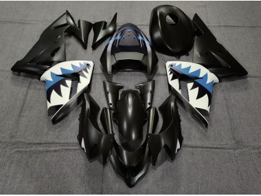 Tiburón Negro Mate & Azul Claro 04-05 ZX10R Carenado Moto