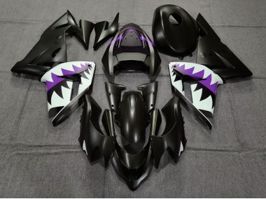 Tiburón Negro Mate & Morado 04-05 ZX10R Carenado Moto