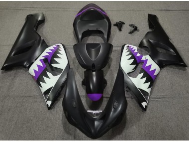Tiburón Negro Mate & Morado 05-06 ZX6R Carenado Moto