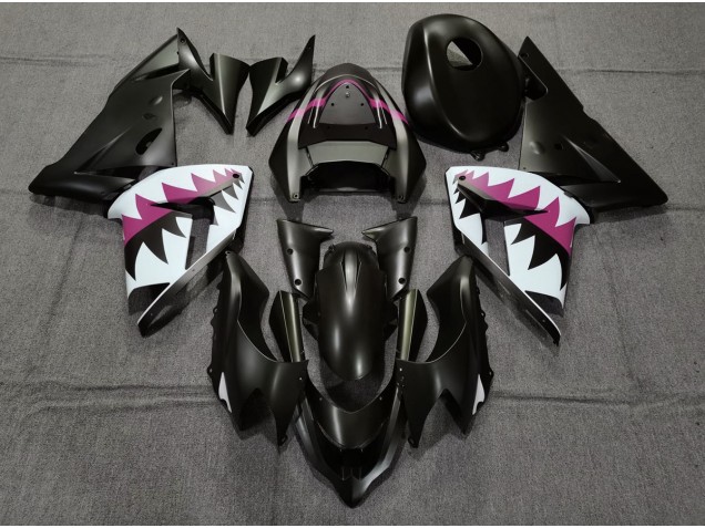 Tiburón Negro Mate & Rosa 04-05 ZX10R Carenado Moto Tiburón Negro Mate & Rosa 04-05 ZX10R Carenado Moto