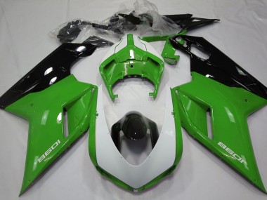 Verde Brillante & Blanco 07-14 Ducati 848 1098 1198 Carenado Moto