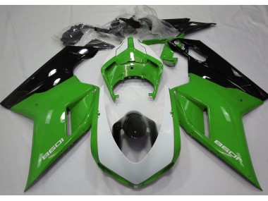 Verde Brillante & Blanco 07-14 Ducati 848 1098 1198 Carenado Moto