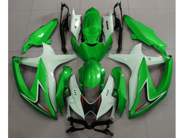 Verde Brillante & Blanco 08-10 GSXR 600-750 Carenado Moto Verde Brillante & Blanco 08-10 GSXR 600-750 Carenado Moto