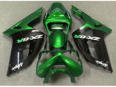 Verde Brillante & Negro 03-04 ZX6R Carenado Moto