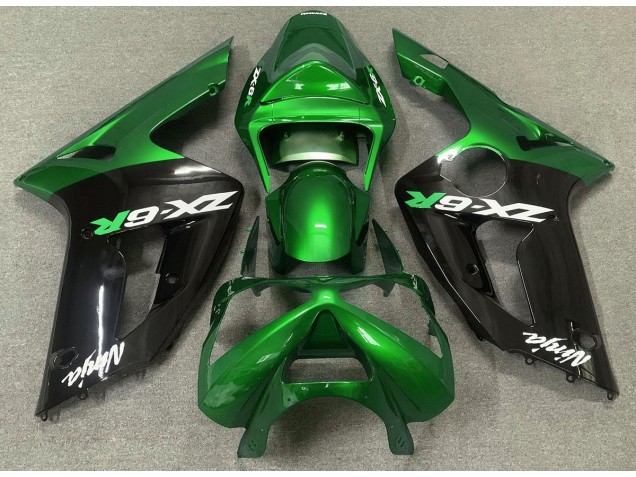 Verde Brillante & Negro 03-04 ZX6R Carenado Moto