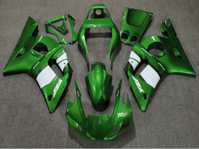 Verde Intenso & Blanco 98-02 R6 Carenado Moto