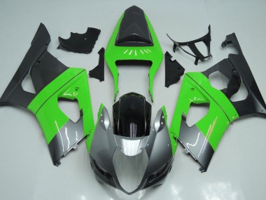 Verde Plata & Negro 03-04 GSXR 1000 Carenado Moto